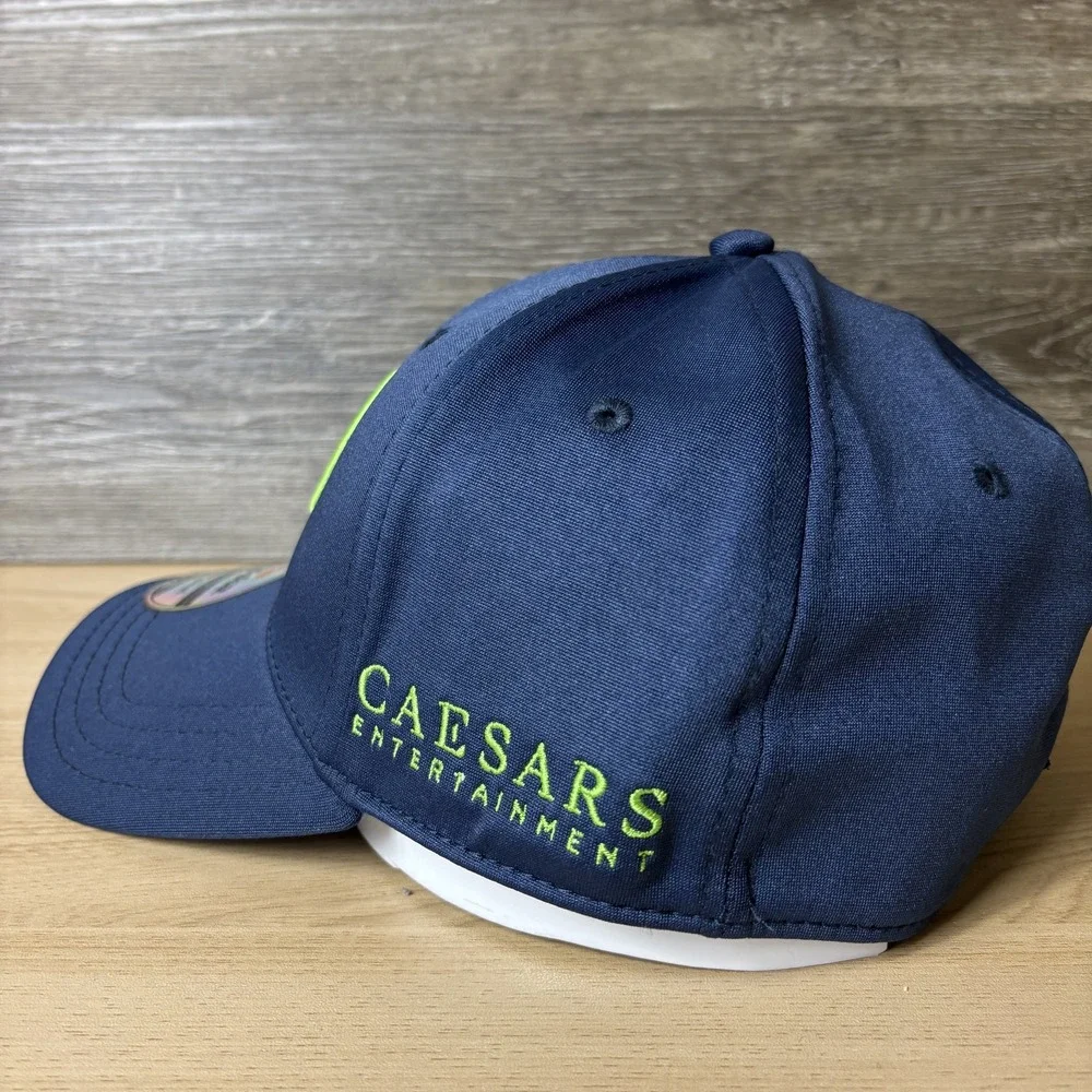 Caesars Entertainment Hat Cap Fitted L XL Blue Tech Fabric Embroidered Mens New